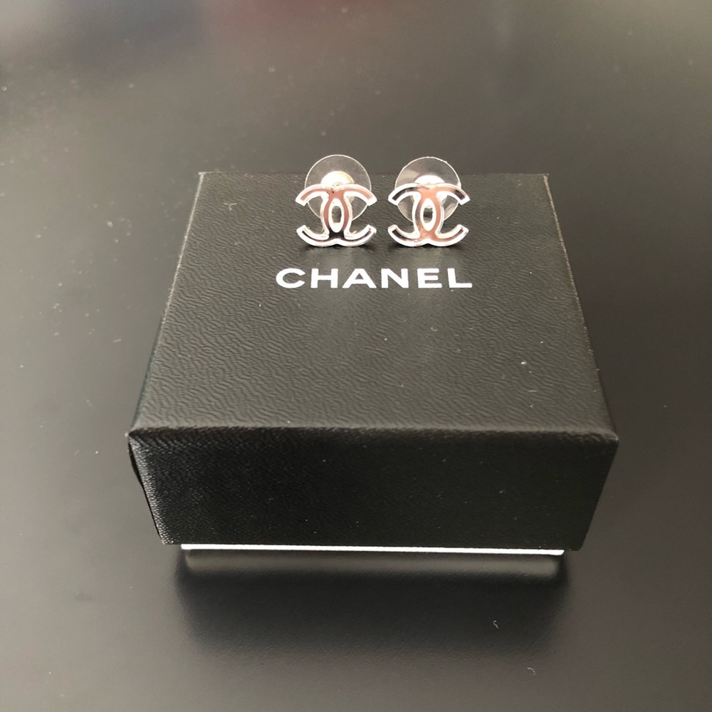 Chanel Mirrored CC Stud Earrings